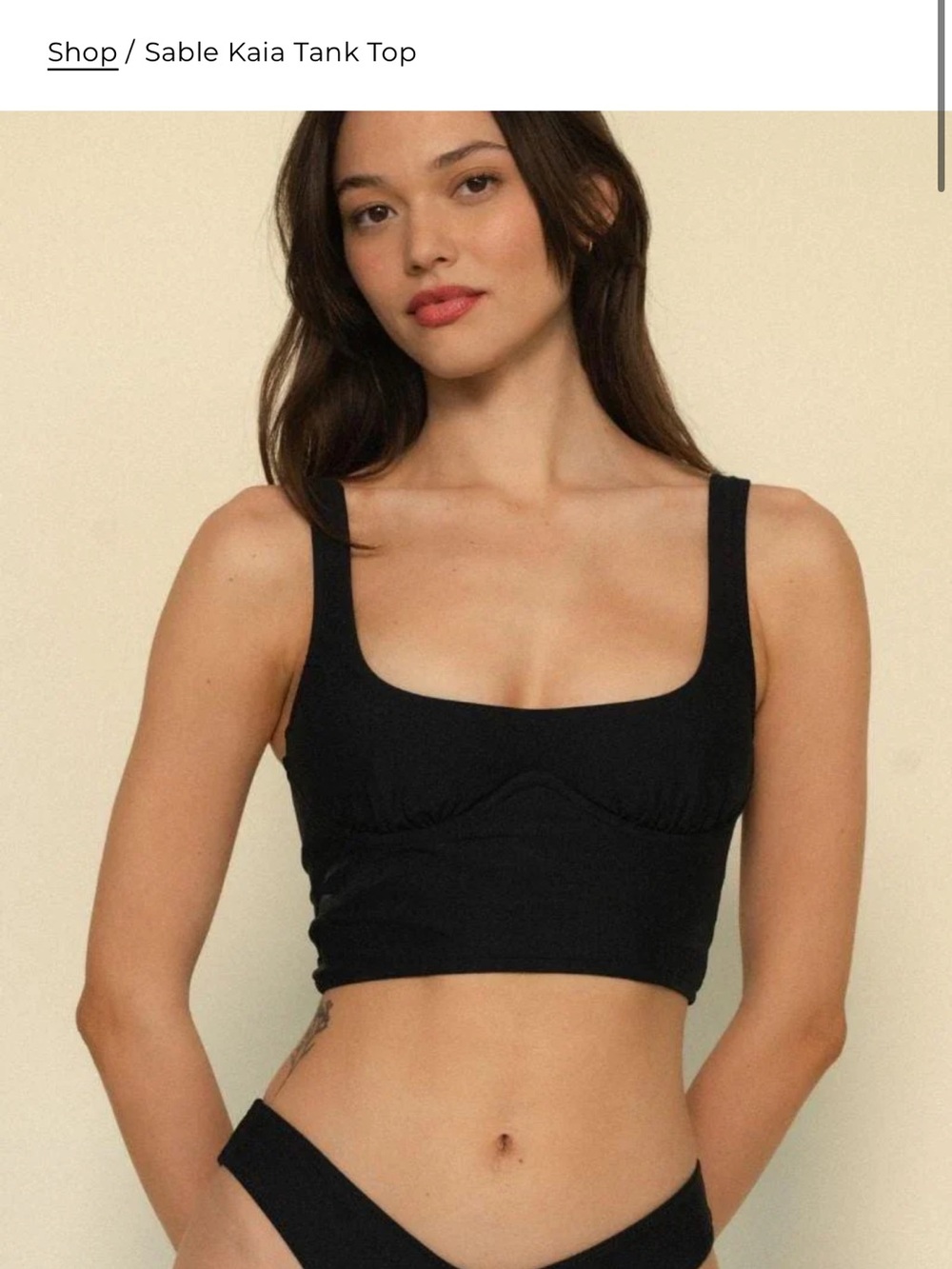 Montce Kaia  Scoop Neck Crop swim sable Tank Top NWT Small